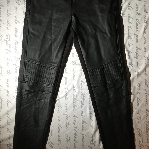 Faux Leather Black Pants (front) Petite - Picture 1 of 14